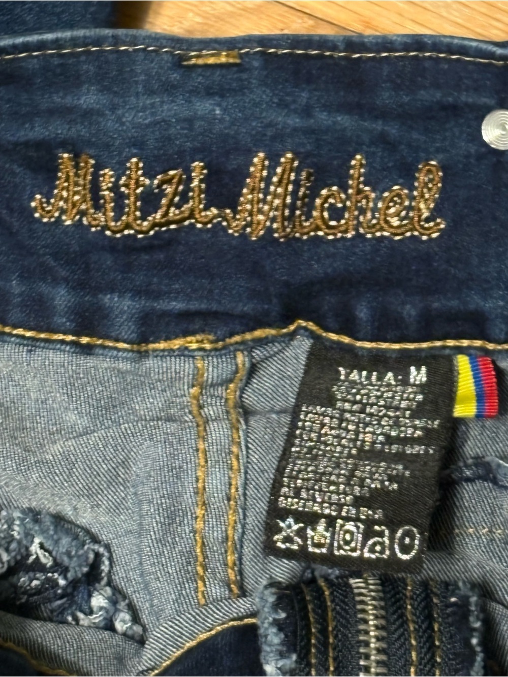 M. Michel Dark Wash Denim Overalls Braided Straps Size M